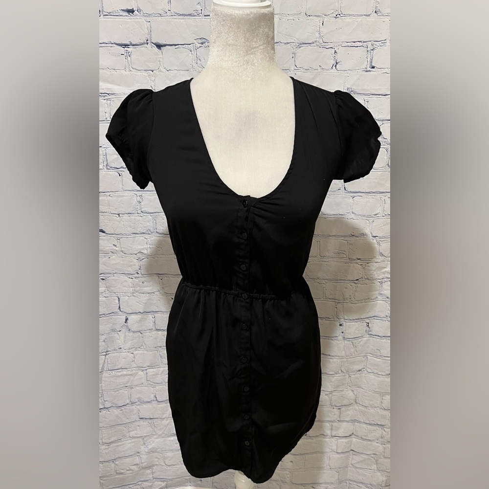 Urban Outfitters Kimchi Blue Dress Black Button Front Elastic Women’s Size XS